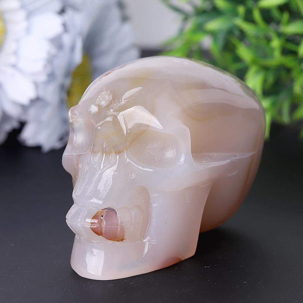 Flower Agate Crystal Skull Carvings Crystal wholesale suppliers