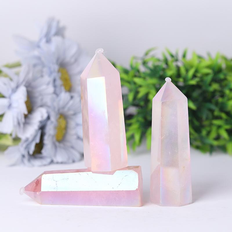 Wholesale High Quality Reiki Beautiful Angel Aura Rose Quartz Point Healing Stone Narural Crystal Tower Crystal wholesale suppliers