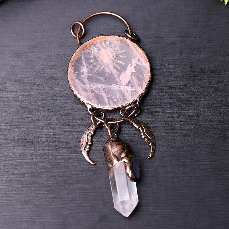 Rose Quartz with Clear Quartz Kyanite Pendant for Jewelry DIY Crystal wholesale suppliers