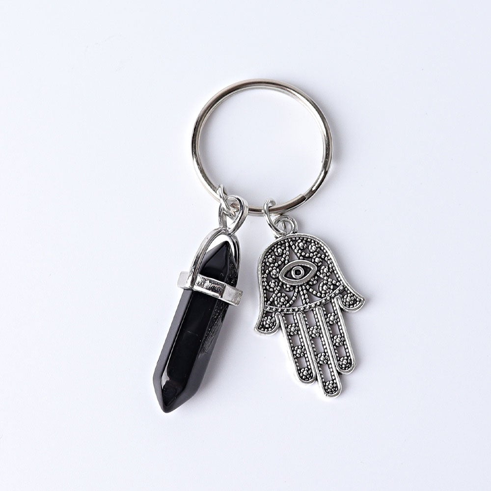 2.5“ Double Terminated Point with Devil's Eye Hand Key Chain for DIY Crystal wholesale suppliers