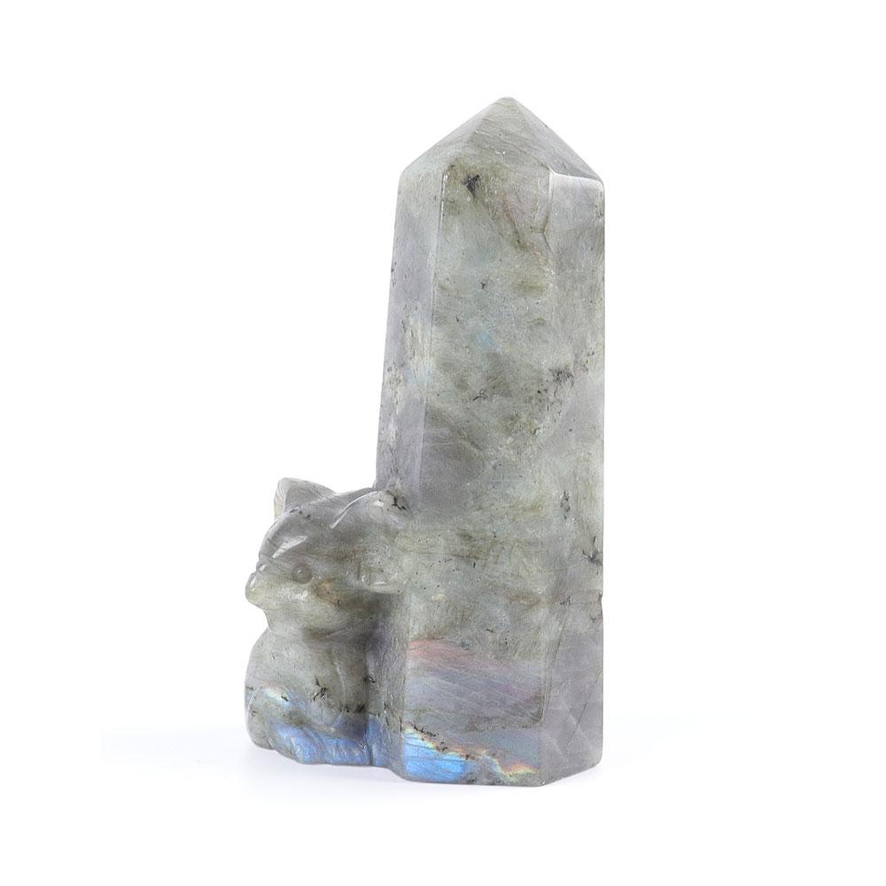 Labradorite Tower with Koala Carving Decor Base