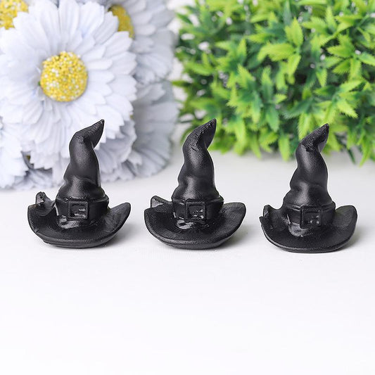 2" Black Obsidian Witch Hat Crystal Carving Halloween Gift Crystal wholesale suppliers