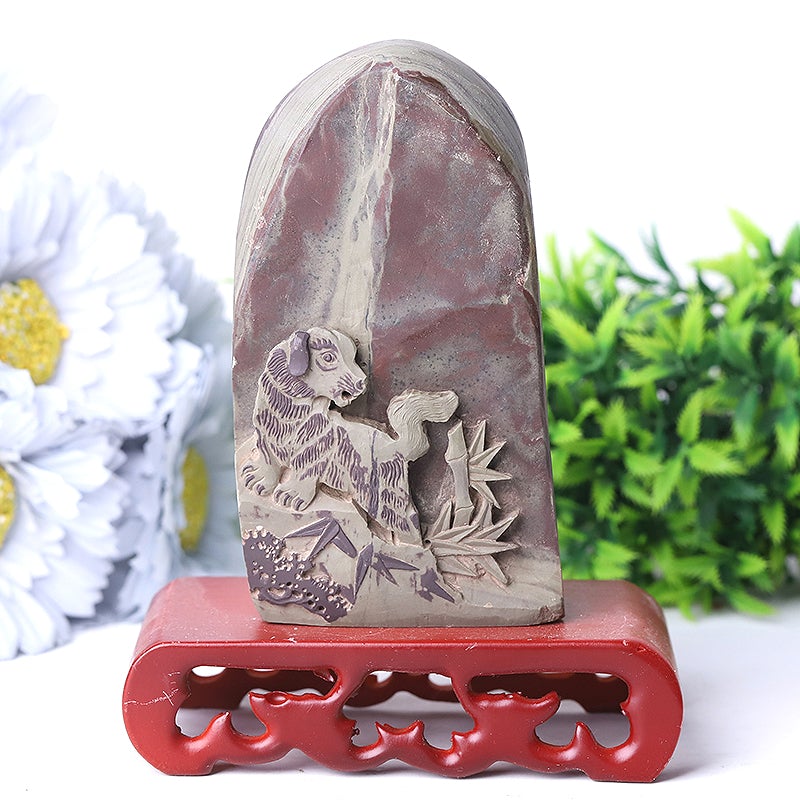 4.6" Unique Helan Ink Stone Crystal Carvings Free Form