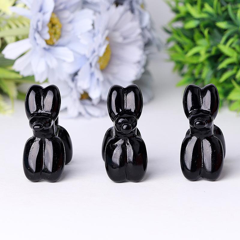 2.5" Black Obsidian Balloon Dog Crystal Carvings Crystal wholesale suppliers