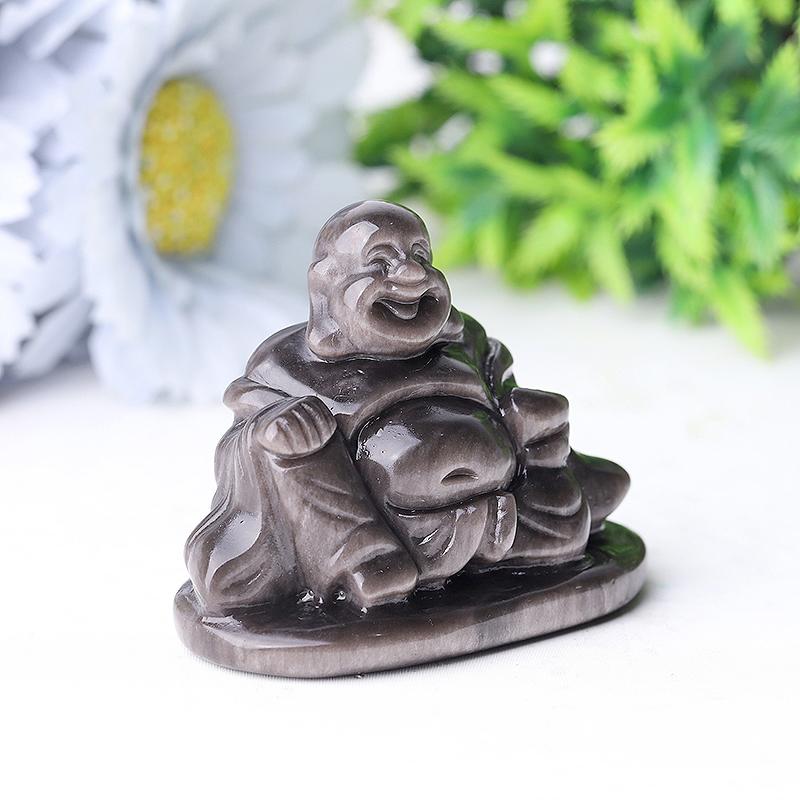 2.4" Silver Obsidian Buddha Crystal Carvings Crystal wholesale suppliers