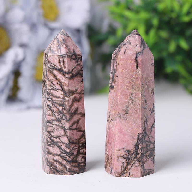 Natural Rhodonite Points Healing Tower Crystal wholesale suppliers