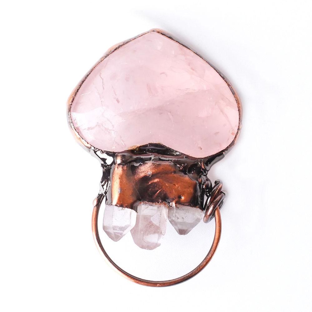 Rose Quartz Heart Shape Crystal Pendant Key Chain DIY Jewelry Crystal wholesale suppliers