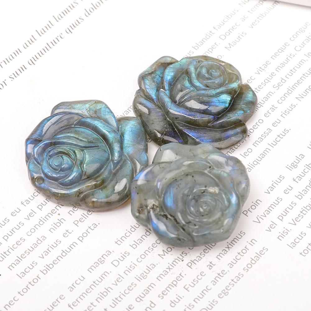 Labradorite Rose Flower Carvings