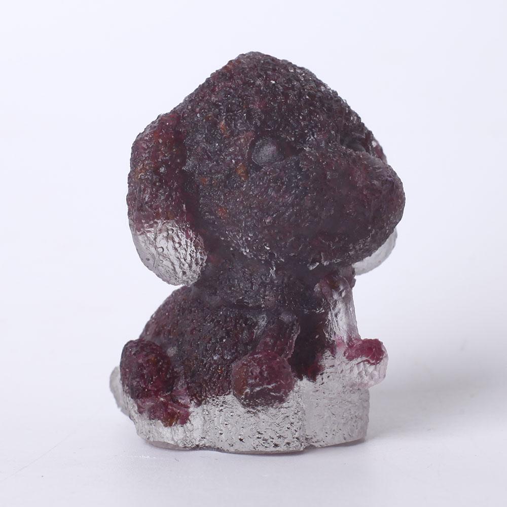 2" Resin Teddy Dog Figurine Infused Garnet Crystal Chips on Discount