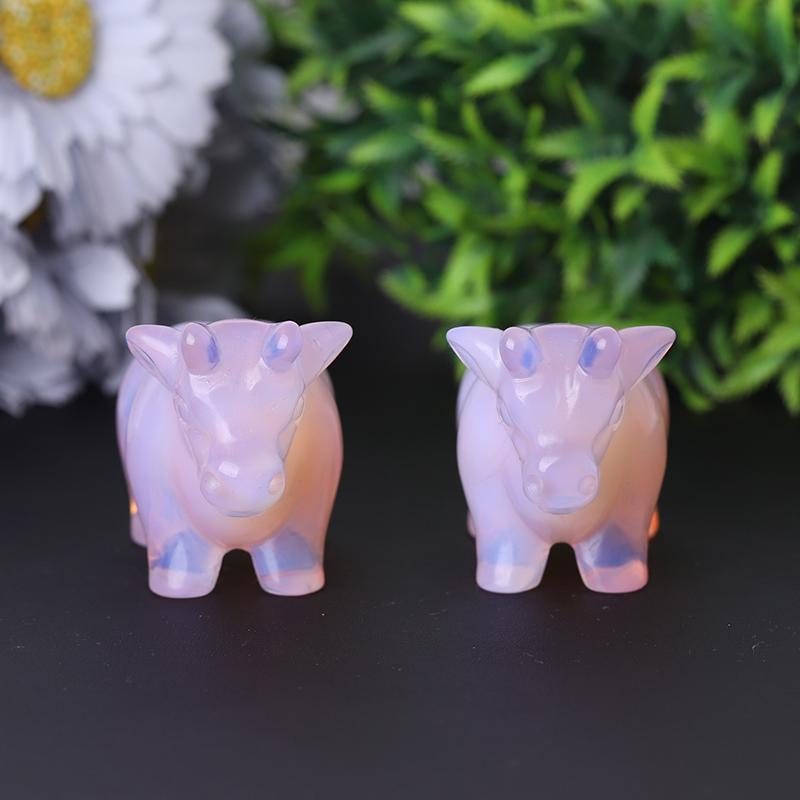 3" Pink Opalite Cow Hand Carving Healing Crystal Carving Crystal wholesale suppliers