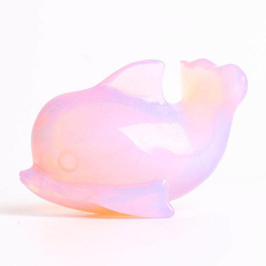 Pink Opalite Dolphin Carving Decoration Crystal wholesale suppliers