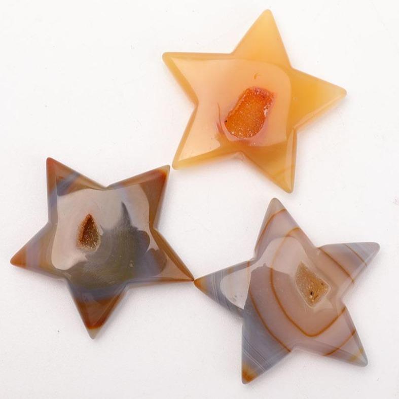 Set of 3 Druzy Agate Star Carvings Crystal wholesale suppliers