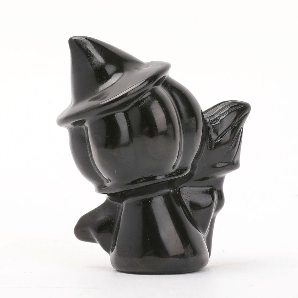 Black Obsidian Pumpkin Wizard Carvings