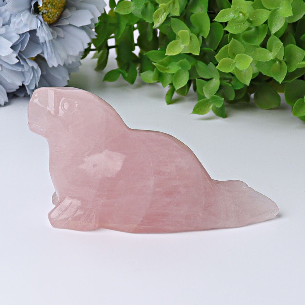 3.8" Rose Quartz Seal Crystal Carvings Crystal wholesale suppliers