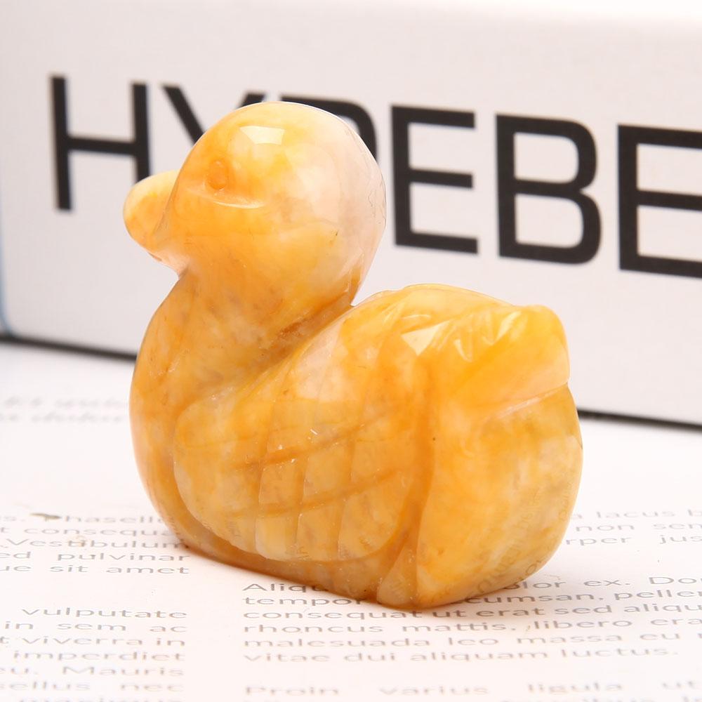 Yellow Jade Duck Carvings