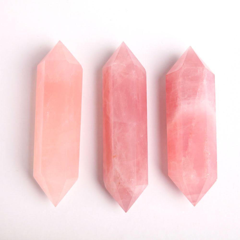 Set of 3 Rose Quartz Double Terminated Crystal Point Crystal wholesale suppliers