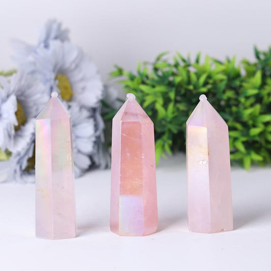 Wholesale High Quality Reiki Beautiful Angel Aura Rose Quartz Point Healing Stone Narural Crystal Tower Crystal wholesale suppliers