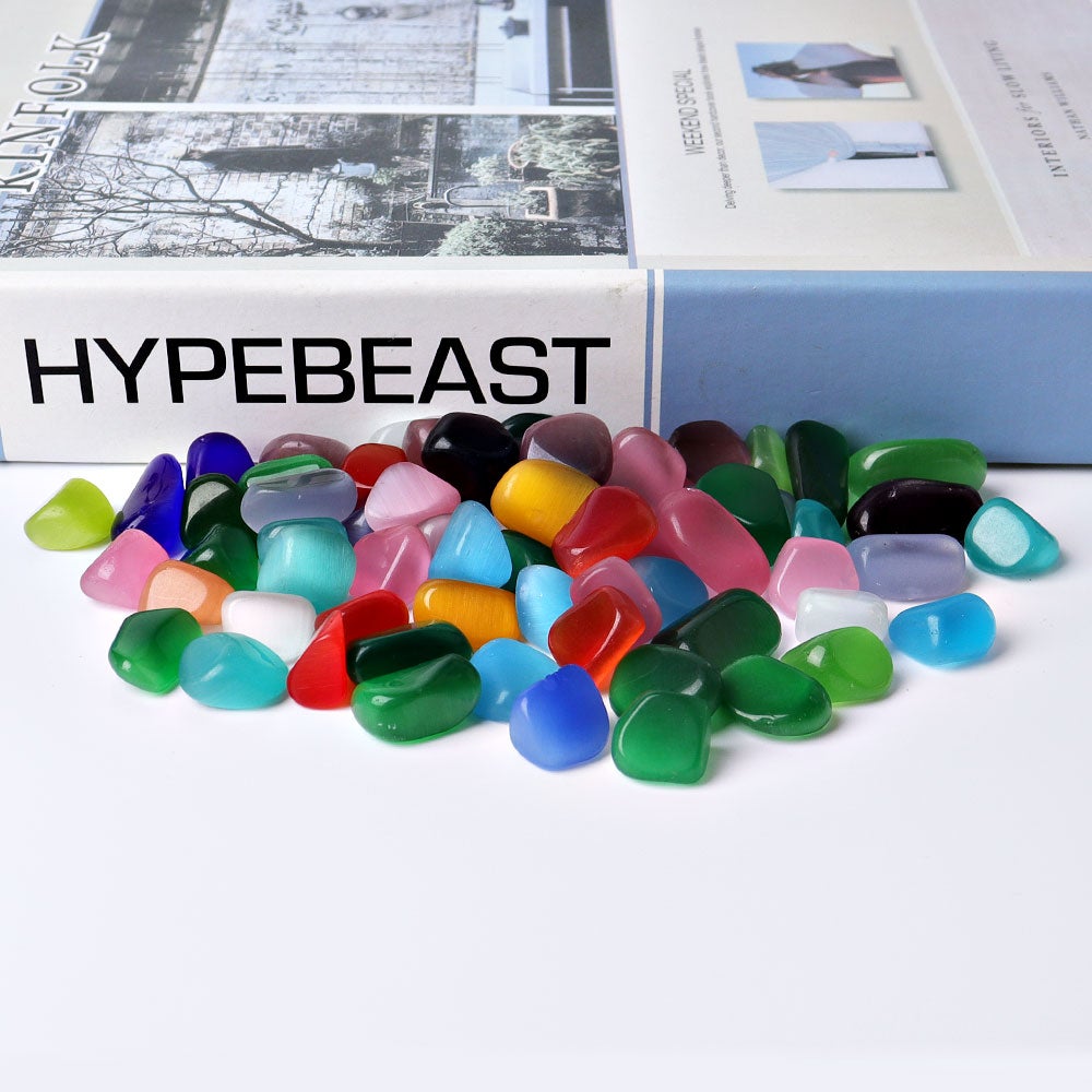 0.1kg Mixed Colorful Cat's Eye Crystal Tumbles Crystal wholesale suppliers