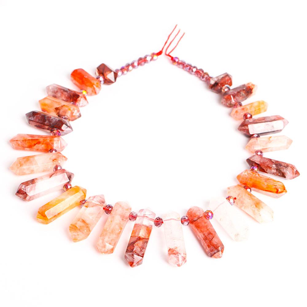 Fire Quartz Crystal Point Chain String for DIY