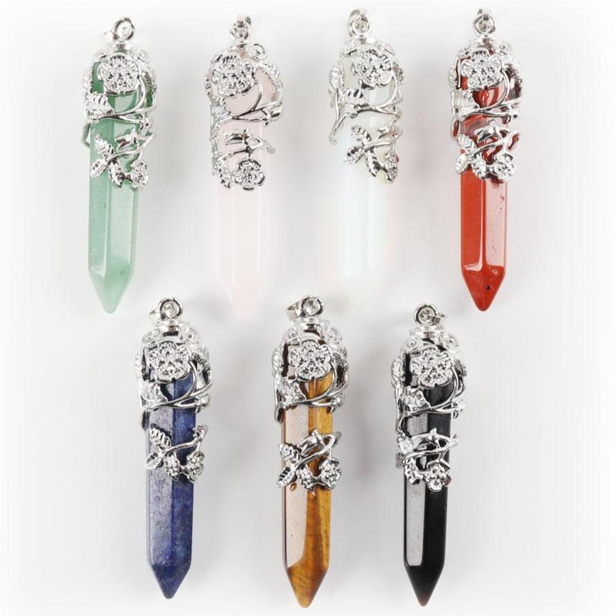 Hexagonal Wire Wrapped Pointed Quartz Pendant Crystal wholesale suppliers