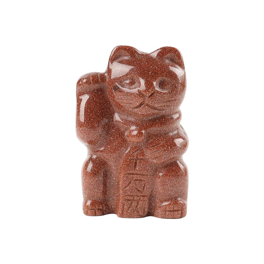 2" Gold Sandstone Crystal Carving Lucky Cat Crystal wholesale suppliers