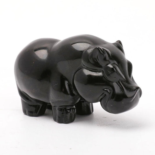 Black Obsidian Hippo Carvings