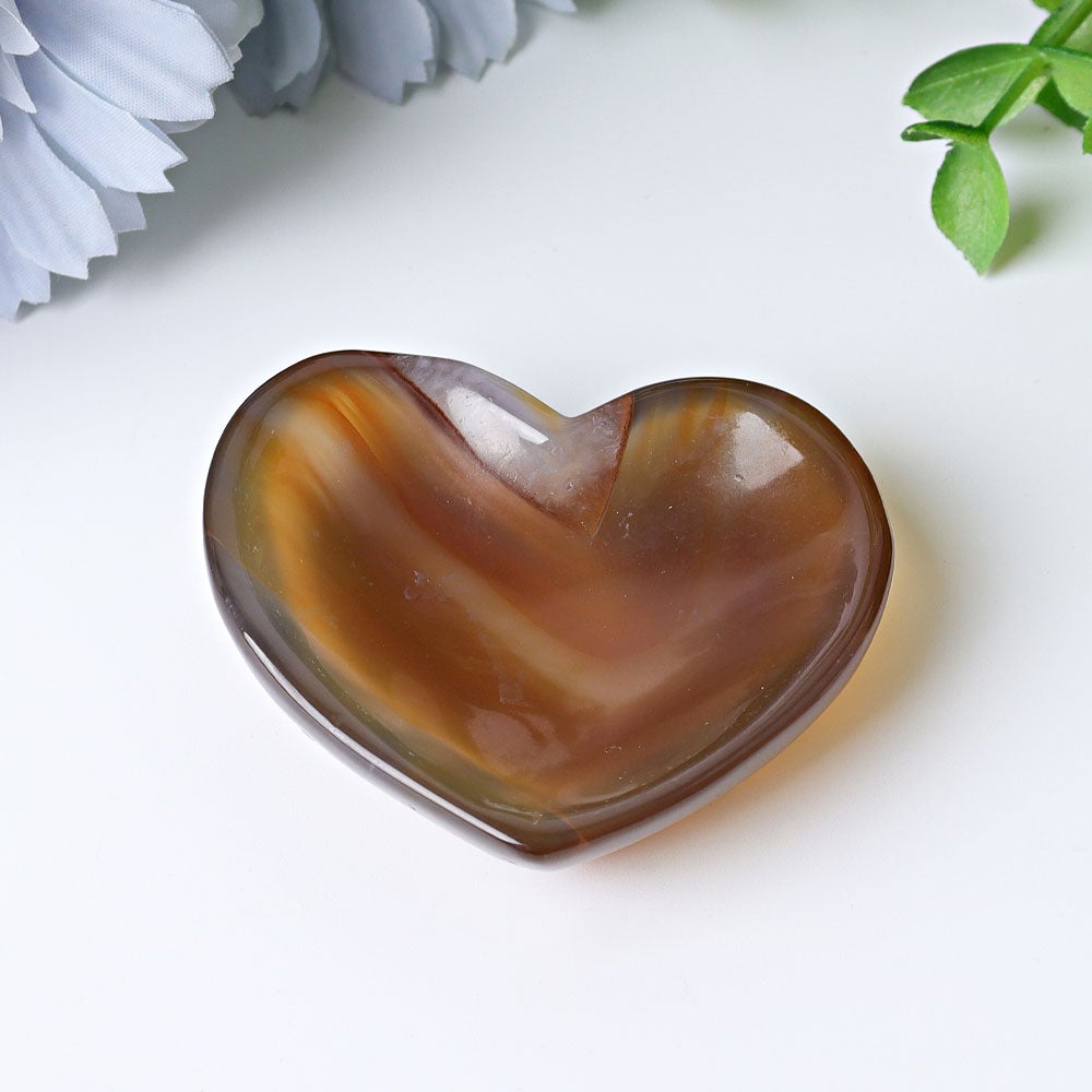 2.1" Agate Heart Shape Bowl Crystal Carvings Crystal wholesale suppliers