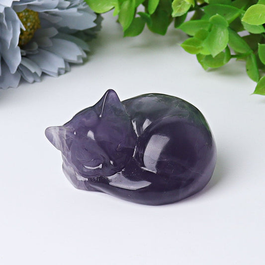 2" Fluorite Sleeping Cat Crystal Carvings Crystal wholesale suppliers