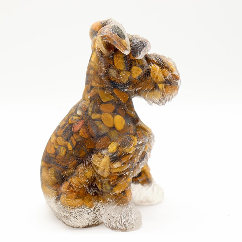 Tiger Eye Crystal Chips Resin Dog Figurines