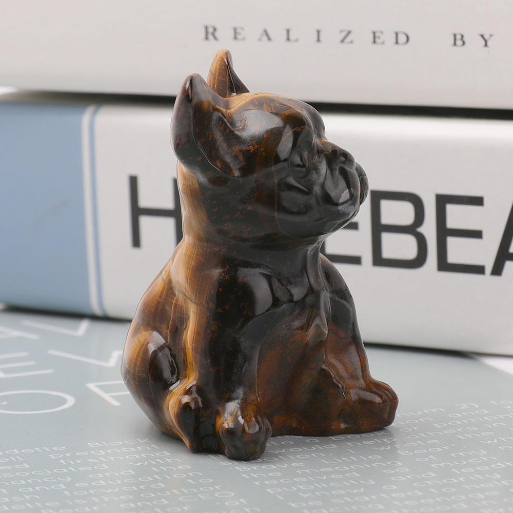 Tiger Eye Bull Dog Carvings