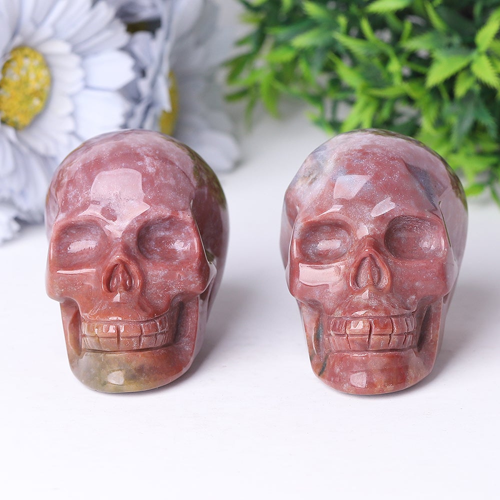 3.0" Unique Ocean Jasper Crystal Skull Carvings for Halloween