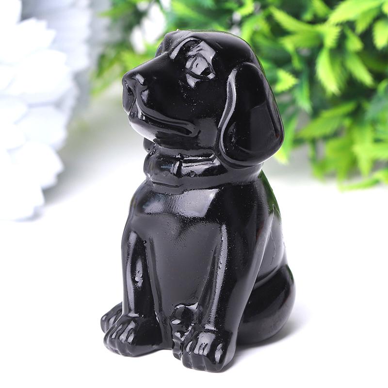 2.7" Black Obsidian Dog Crystal Carvings Crystal wholesale suppliers