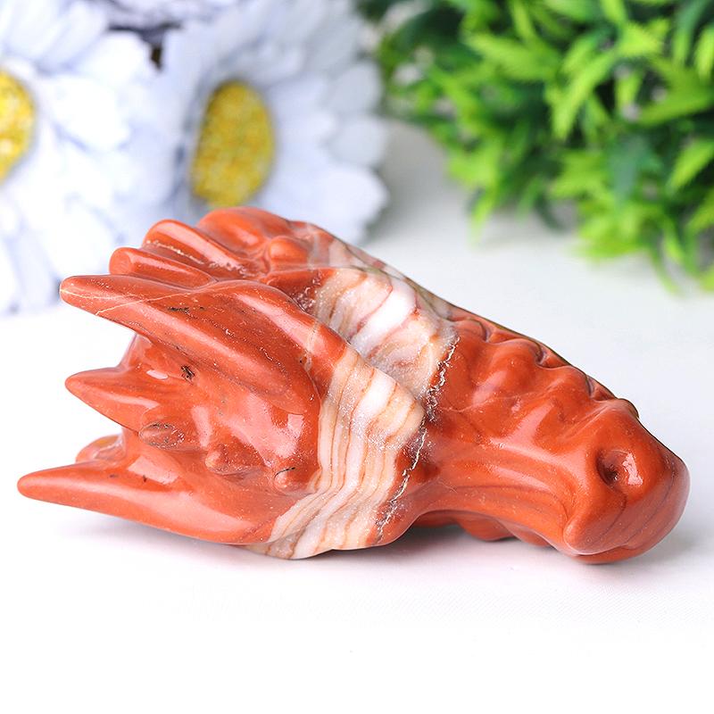 3" Red Jasper Dragon Head Crystal Carvings Crystal wholesale suppliers