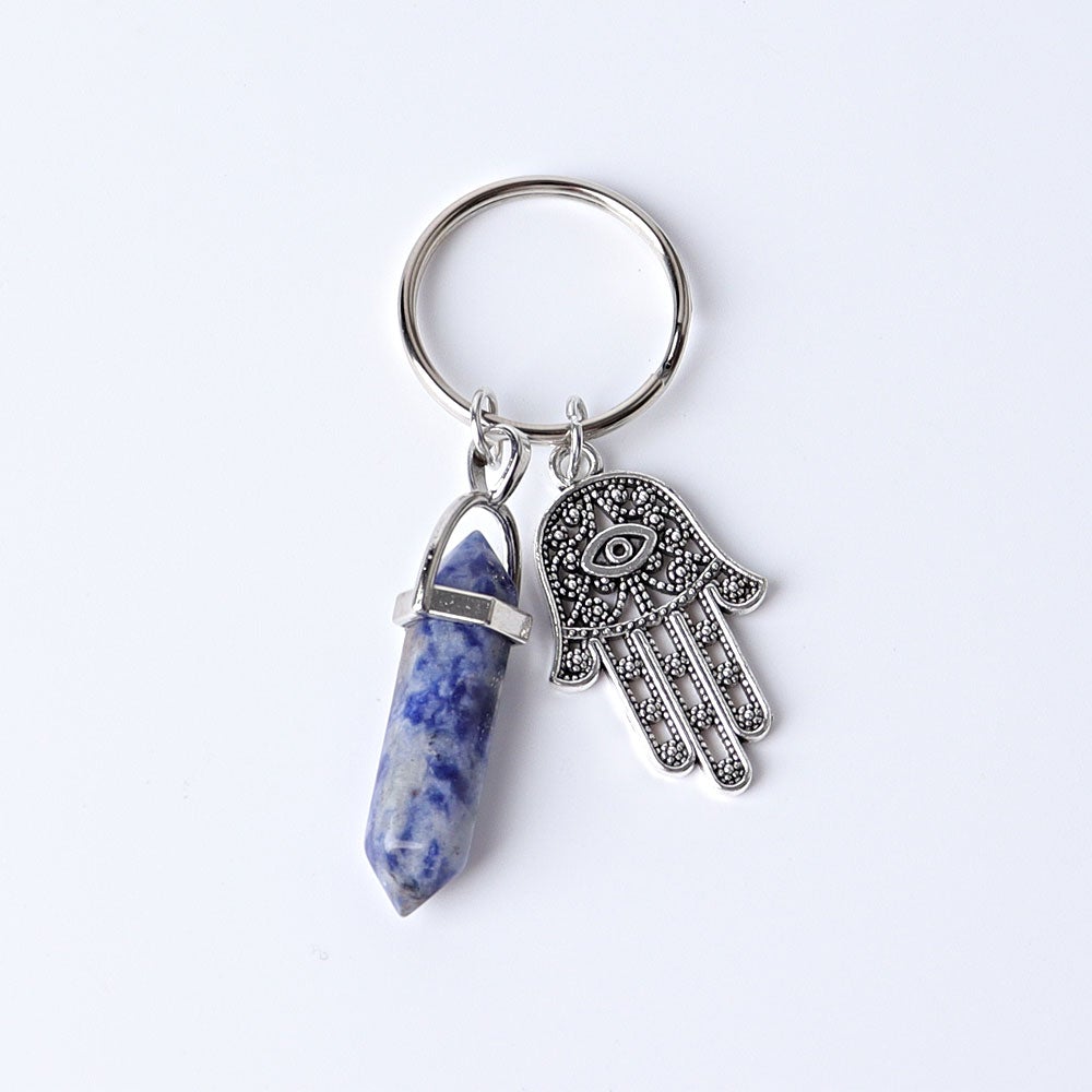 2.5“ Double Terminated Point with Devil's Eye Hand Key Chain for DIY Crystal wholesale suppliers