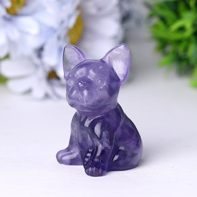 2.5" Wholesale High Quality Fluorite French Bulldog Carving Crystal Dog For Home Decor Crystal wholesale suppliers