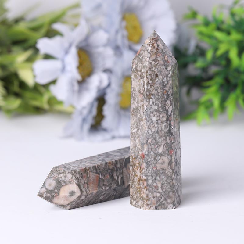 Natrual Crinoid Fossil Jasper Point Healing Crystal Tower Crystal wholesale suppliers