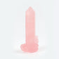 Rose Quartz Tower with Snake Carving Decor Base