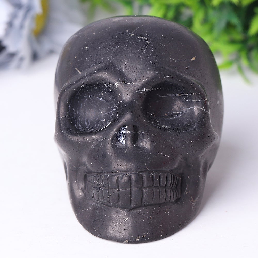 3.6" Unique Shcungite Crystal Skull Carvings for Halloween