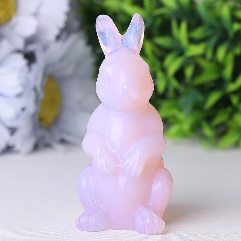 3.3" Pink Opalite Rabbit Crystal Carvings Crystal wholesale suppliers