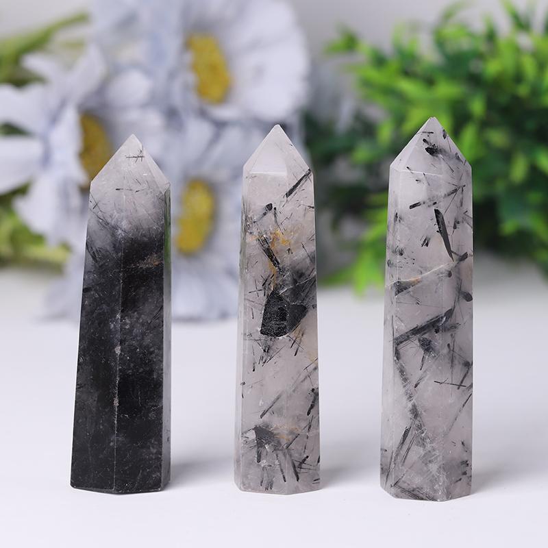 Natural Black Tourmaline in Quartz Points Healing Tower Crystal wholesale suppliers