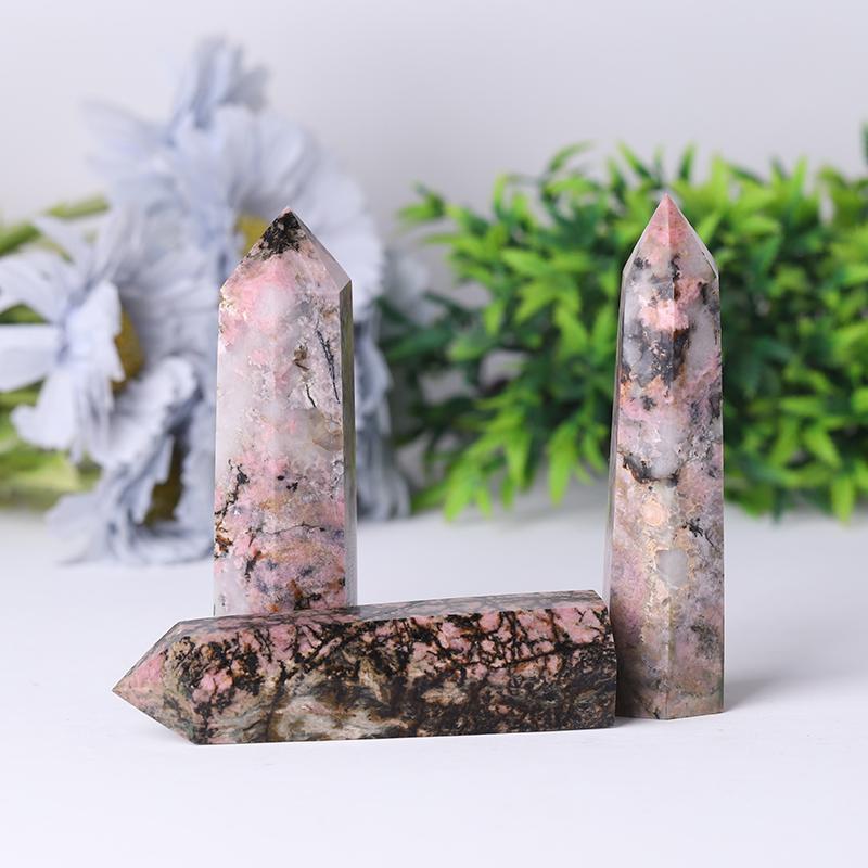 Wholesale Natural Crystal Spiritual Healing Stones Rhodonite Point Tower for Decoration Crystal wholesale suppliers