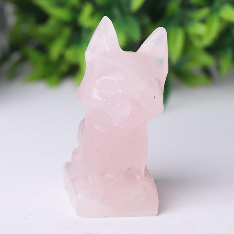 2.4" Rose Quartz Dog Crystal Carvings Crystal wholesale suppliers