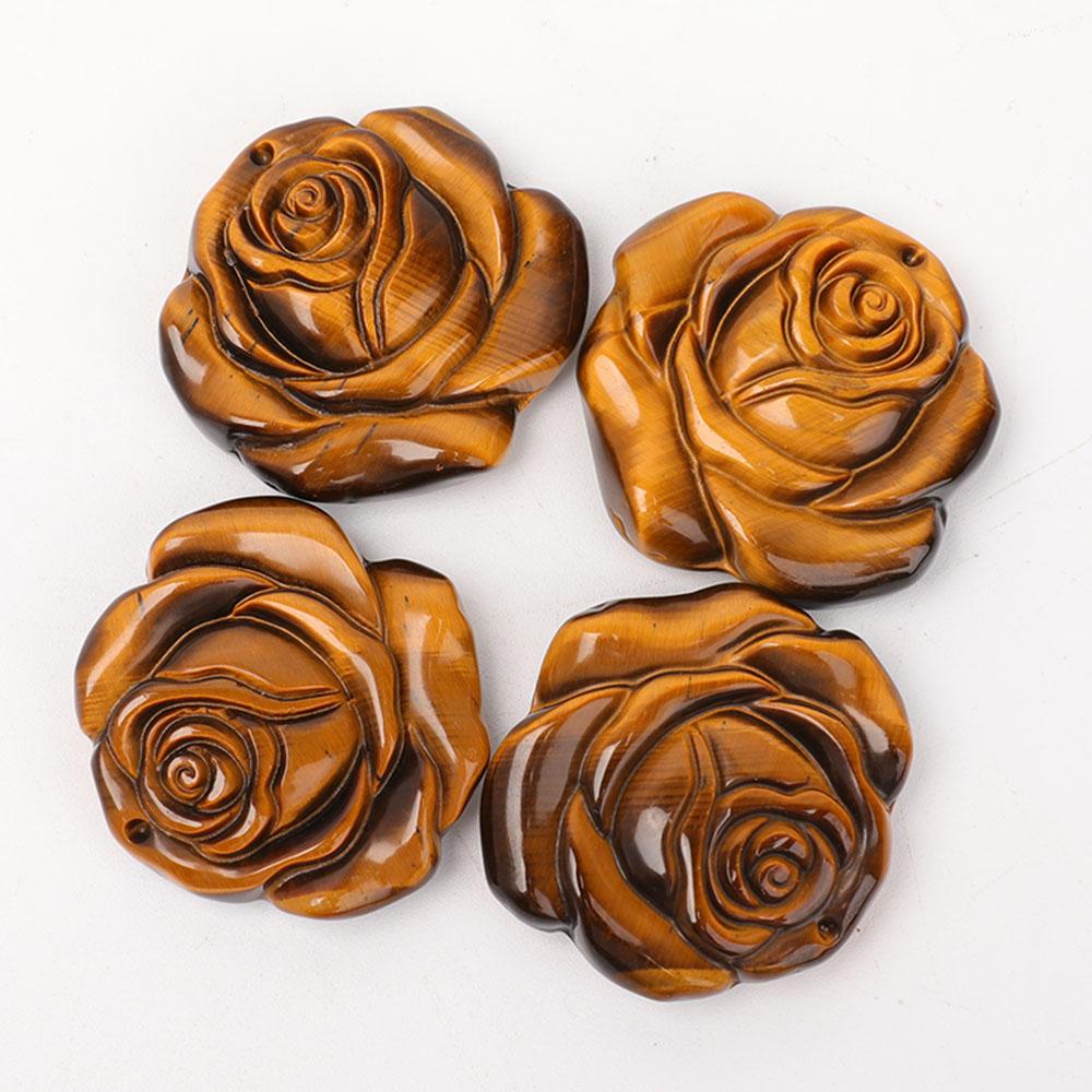 Tiger Eye Rose Flower Carvings