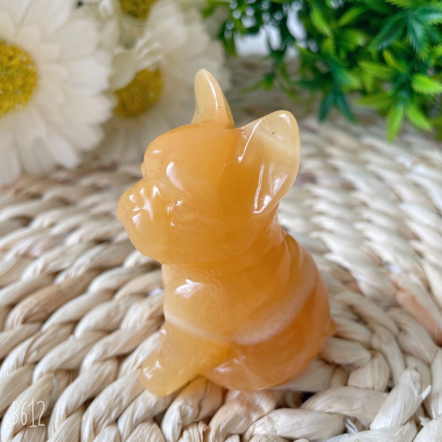 2.4" High Quality Yellow Calcite French Bulldog Carving Crystal Dog For Home Decor Crystal wholesale suppliers