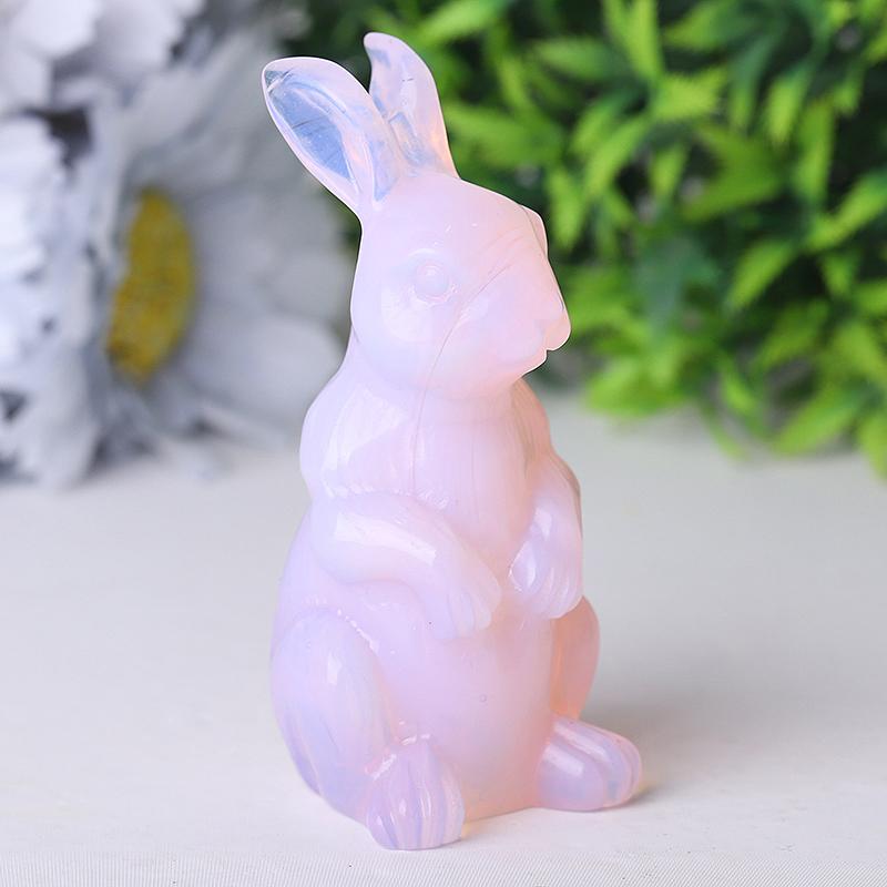 3.3" Pink Opalite Rabbit Crystal Carvings Crystal wholesale suppliers