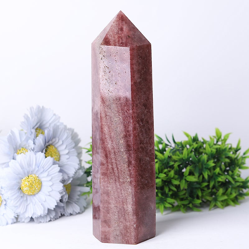 9.5" Unique Strawberry Quartz Tower