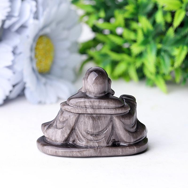 2.4" Silver Obsidian Buddha Crystal Carvings Crystal wholesale suppliers