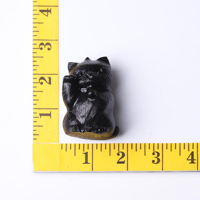 2" Black Obsidian Cute Cat Crystal Carvings for Halloween Crystal wholesale suppliers