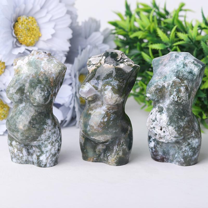 3" Moss Agate Pregnent Woman Body Crystal Carvings Crystal wholesale suppliers