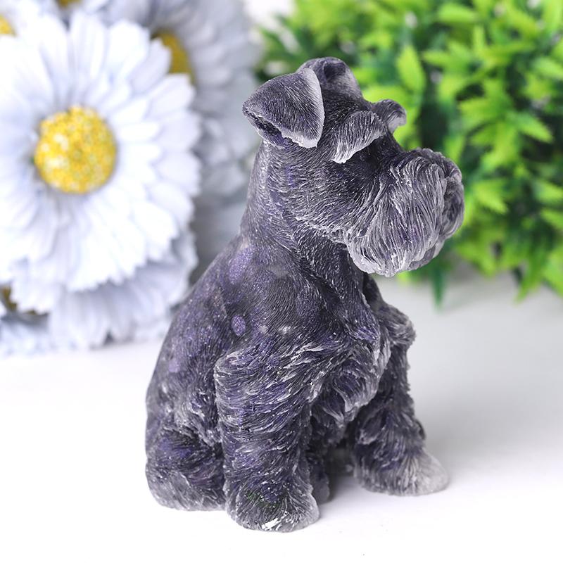 4.2" Crystal Chips Resin Schnauzer Carving for Decoration Crystal wholesale suppliers